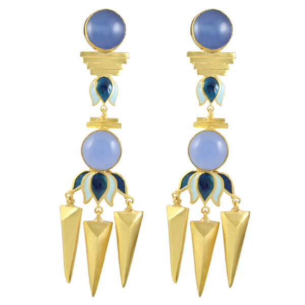 sleek minimal lotus inspired earrings with a modern design.