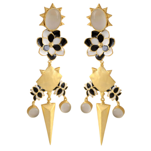 sleek minimal lotus inspired earrings with a modern design.