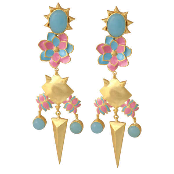 sleek minimal lotus inspired earrings with a modern design.