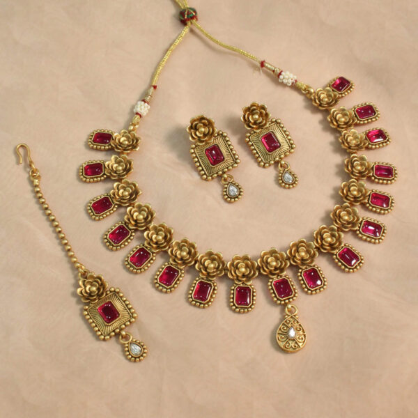 Necklace Set, pink polki Necklace set, bridal polki necklace set