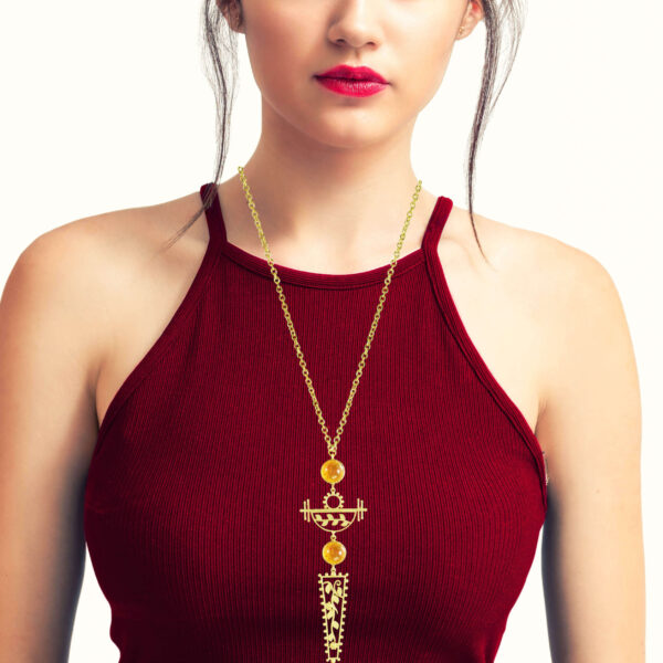 Handcrafted Tree of Life Necklace with intricate detailing in gold finish