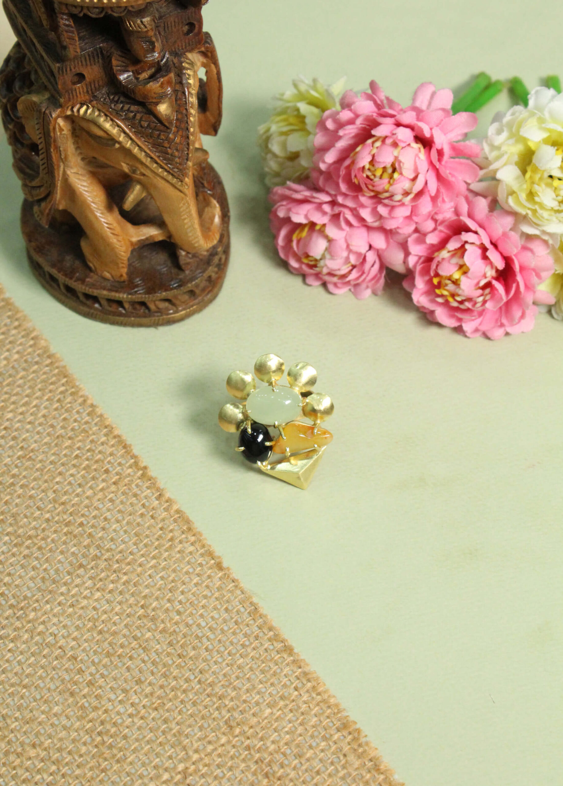 Belsis Handcrafted Natural Stone Rings 2 A handcrafted natural stone ring with a gemstone set in a minimalist band