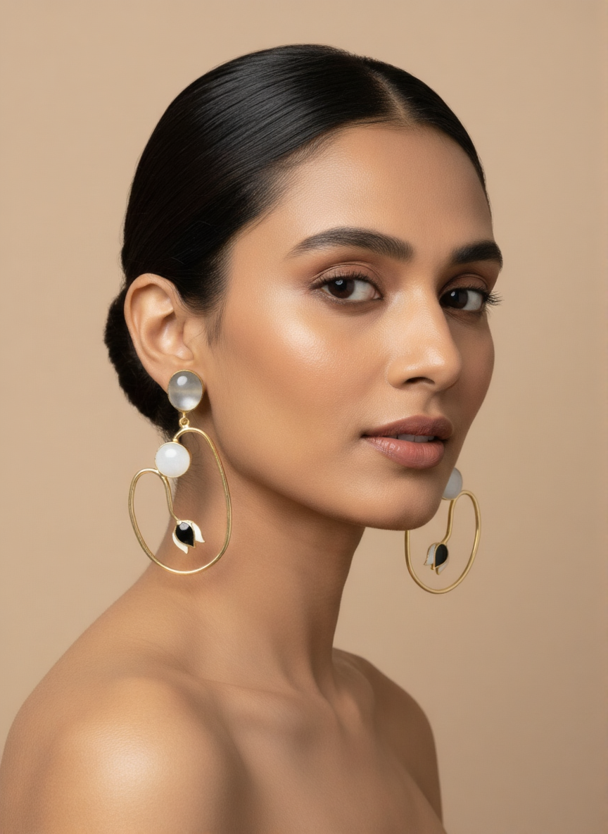 Lotus Collection Earrings – Elegant Nature-Inspired Jewelry by Belsis 1 sleek minimal lotus inspired earrings with a modern design.