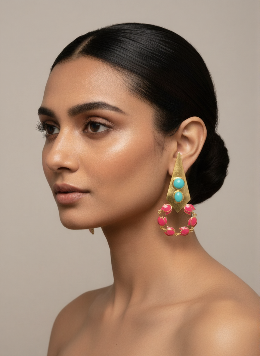Lotus Collection Earrings – Elegant Nature-Inspired Jewelry by Belsis 1 sleek minimal lotus inspired earrings with a modern design.