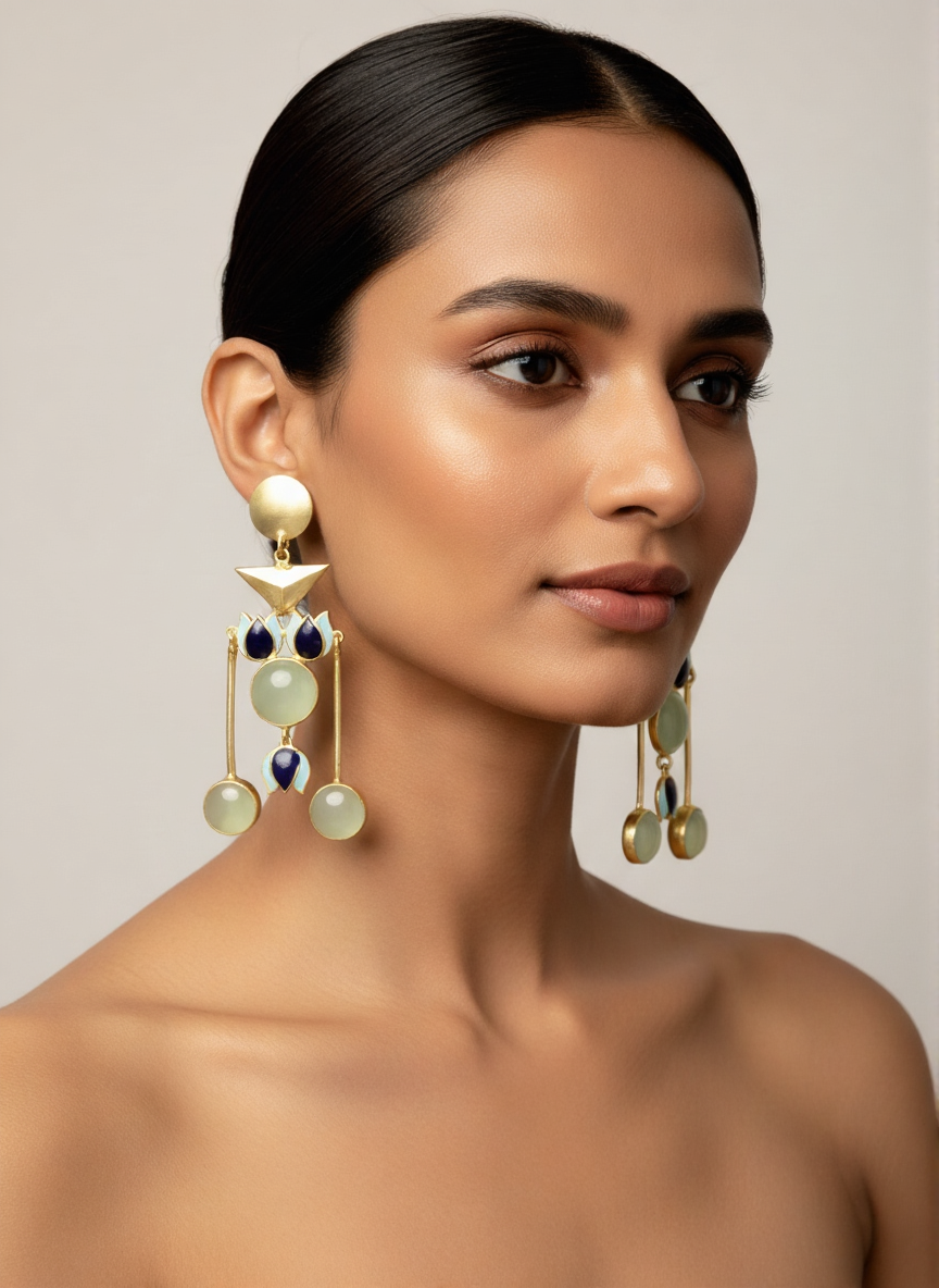 Lotus Collection Earrings – Elegant Nature-Inspired Jewelry by Belsis 1 sleek minimal lotus inspired earrings with a modern design.