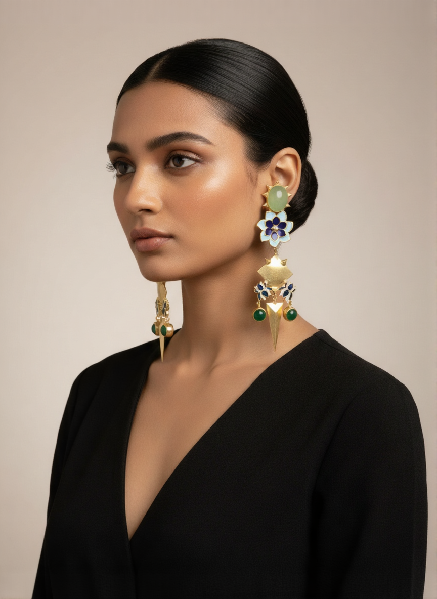Lotus Collection Earrings – Elegant Nature-Inspired Jewelry by Belsis 1 sleek minimal lotus inspired earrings with a modern design.