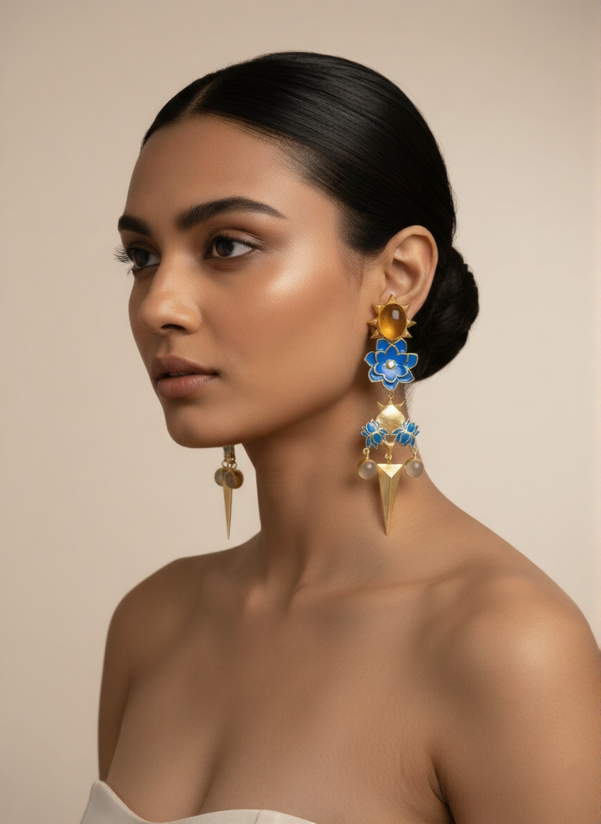 Lotus Collection Earrings – Elegant Nature-Inspired Jewelry by Belsis 1 sleek minimal lotus inspired earrings with a modern design.