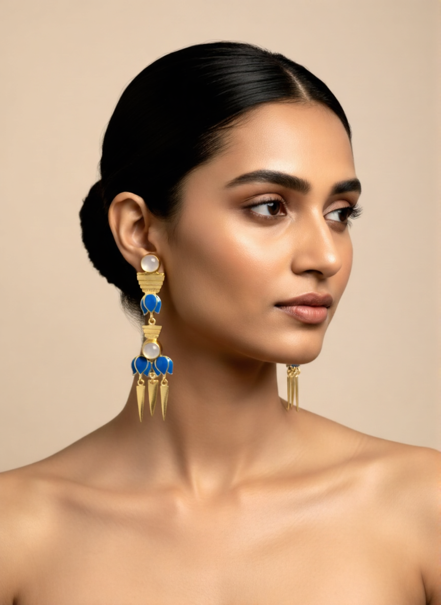 Lotus Collection Earrings – Elegant Nature-Inspired Jewelry by Belsis 1 sleek minimal lotus inspired earrings with a modern design.