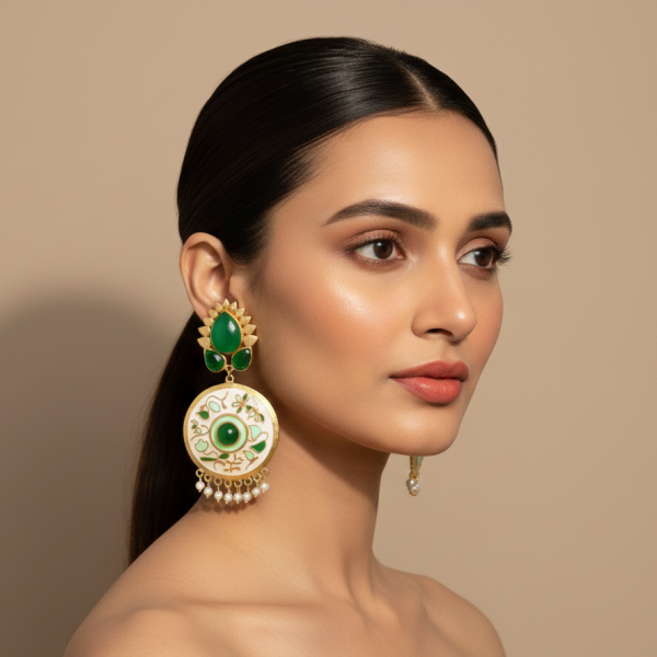 Handcrafted pastel enamel earrings with natural stones by Belsis