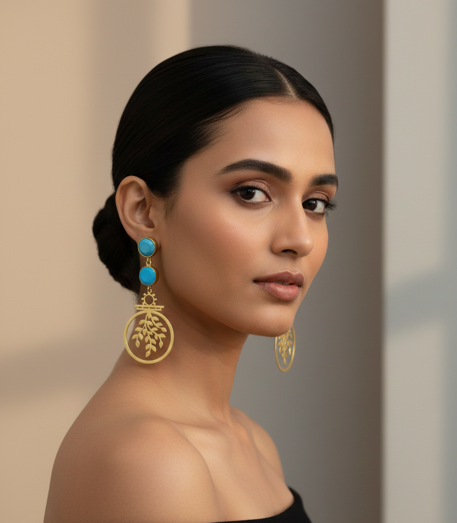 Whispers of Nature – The Tree of Life Gold Toned Stone Earrings 1 Whispers of Nature – The Tree of Life Gold Toned Stone Earrings