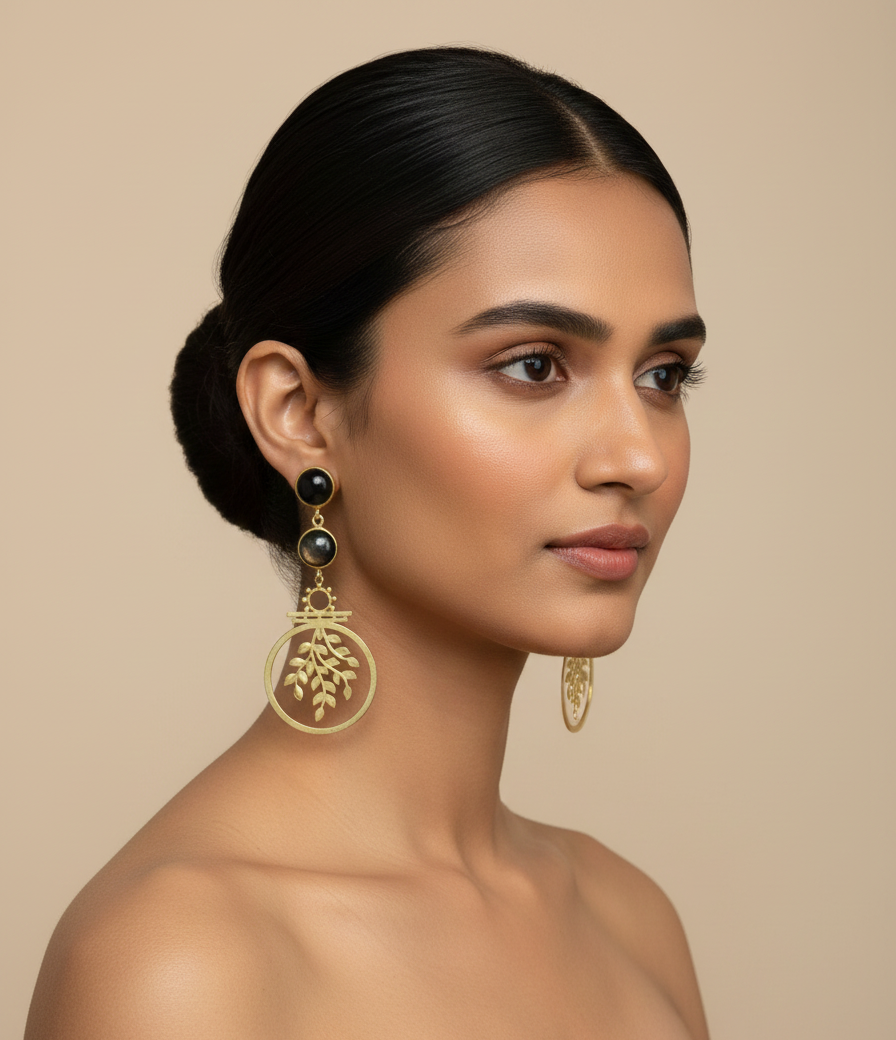 Whispers of Nature – The Tree of Life Gold Toned Stone Earrings 1 Whispers of Nature – The Tree of Life Gold Toned Stone Earrings