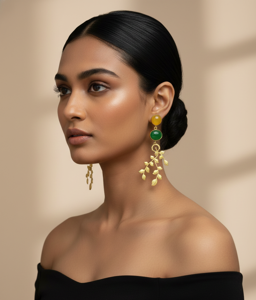 Whispers of Nature – The Tree of Life Gold Toned Stone Earrings 1 Whispers of Nature – The Tree of Life Gold Toned Stone Earrings