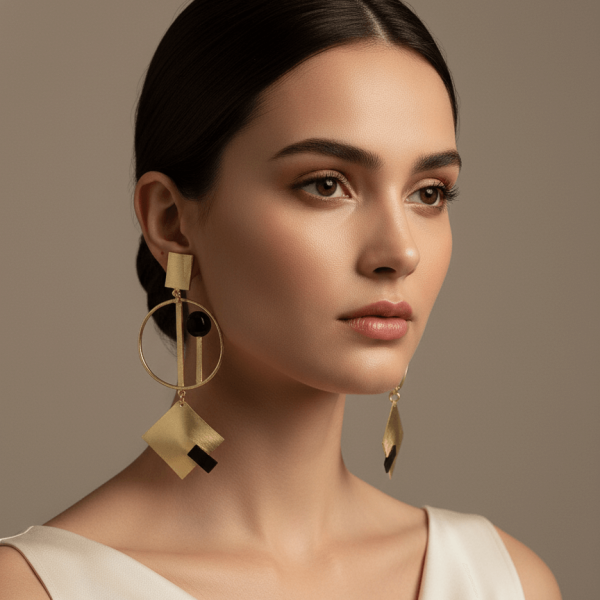 Metal Art Two Tone Collection Earrings – Bold Designs with a Modern Twist