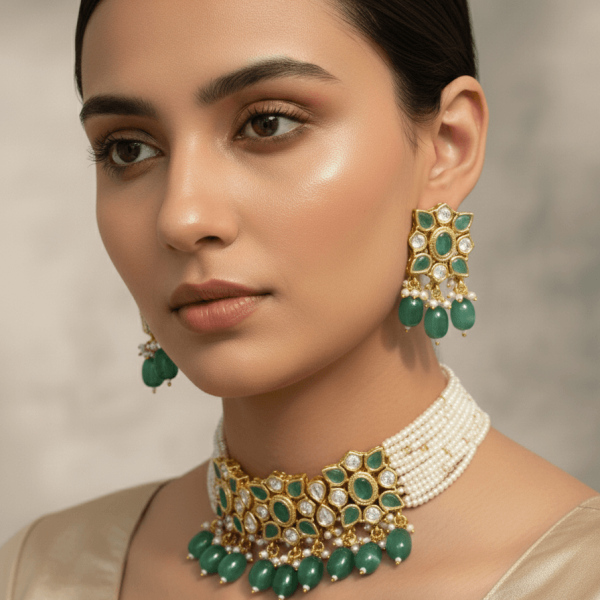 Belsis “Nayantara” Uncut Diamond Necklace Set