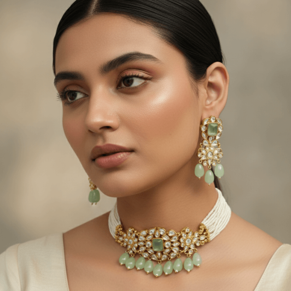 Belsis “Nayantara” Uncut Diamond Necklace Set