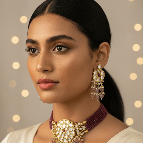 Belsis “Nayantara” Uncut Diamond Necklace Set