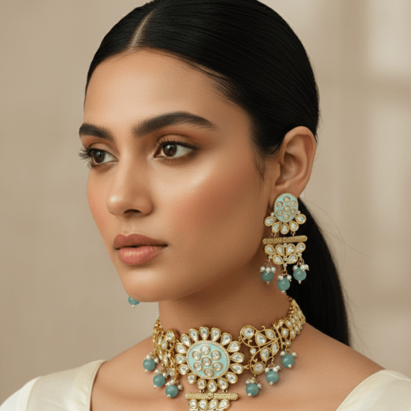 Belsis “Nayantara” Uncut Diamond Necklace Set