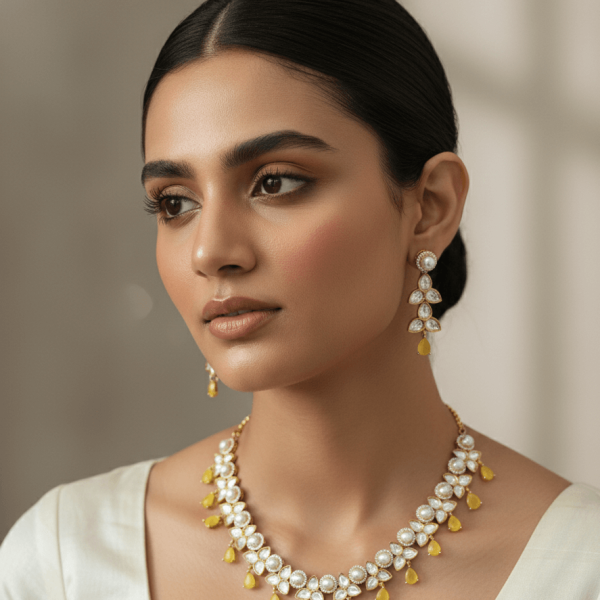 Belsis “Nayantara” Uncut Diamond Necklace Set