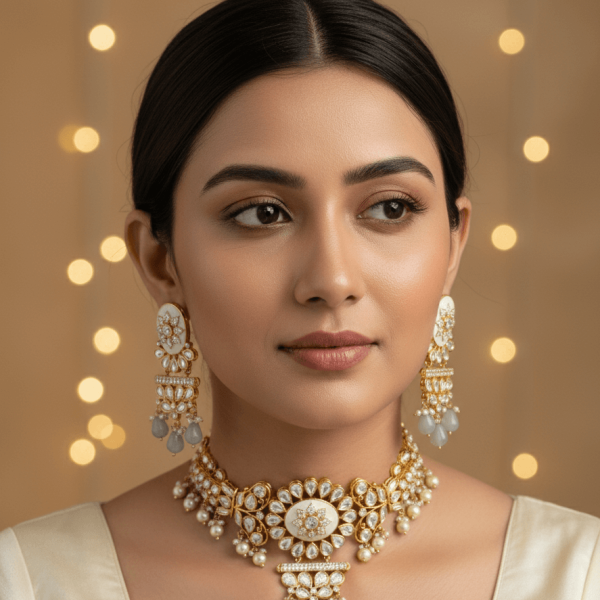 Belsis “Nayantara” Uncut Diamond Necklace Set
