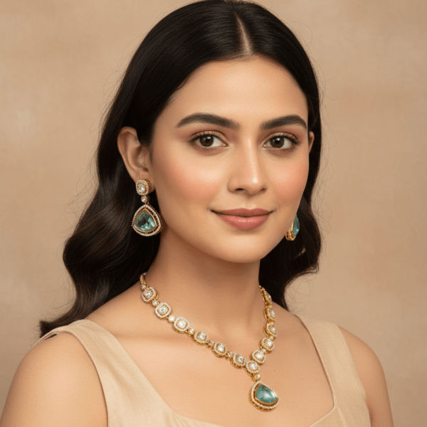 Belsis Kundan Polki Necklace Set