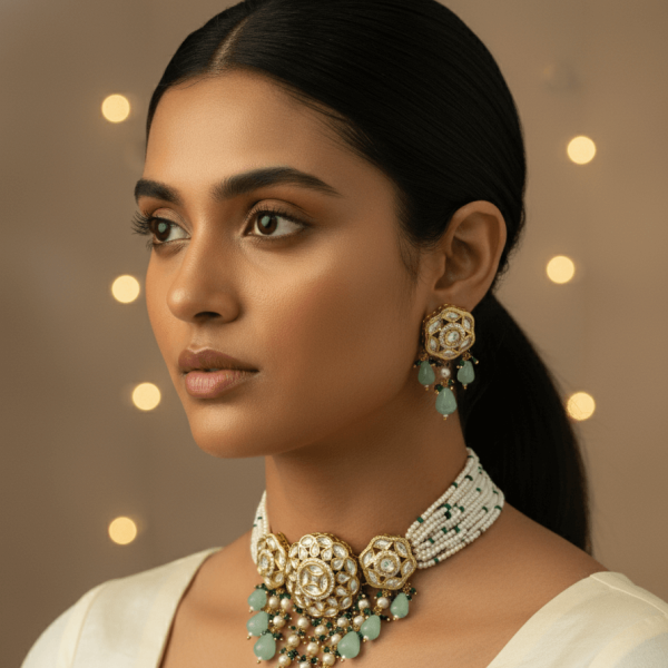 Belsis “Nayantara” Uncut Diamond Necklace Set