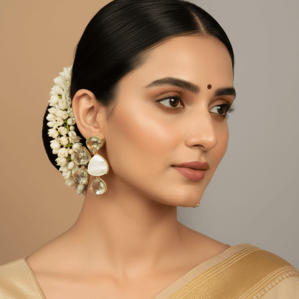 Handcrafted Gold drop earrings with natural pink tourmaline gemstones