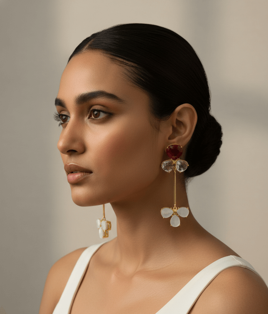 Handcrafted Gold drop earrings with natural pink tourmaline gemstones 1 Handcrafted Gold drop earrings with natural pink tourmaline gemstones