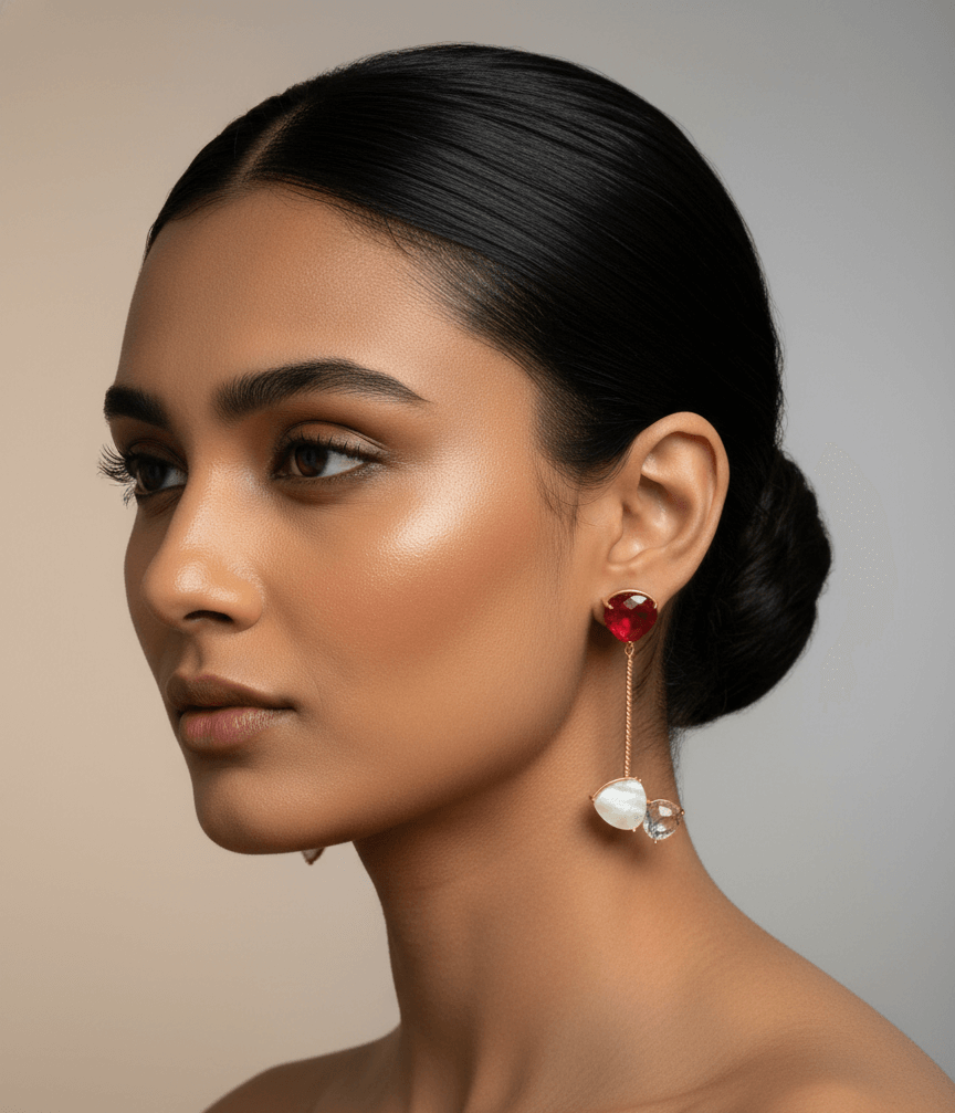 Handcrafted Gold drop earrings with natural pink tourmaline gemstones 1 Handcrafted Gold drop earrings with natural pink tourmaline gemstones