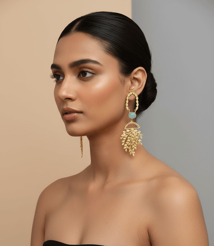 Whispers of Nature – The Tree of Life Gold Toned Stone Earrings 1 Whispers of Nature – The Tree of Life Gold Toned Stone Earrings