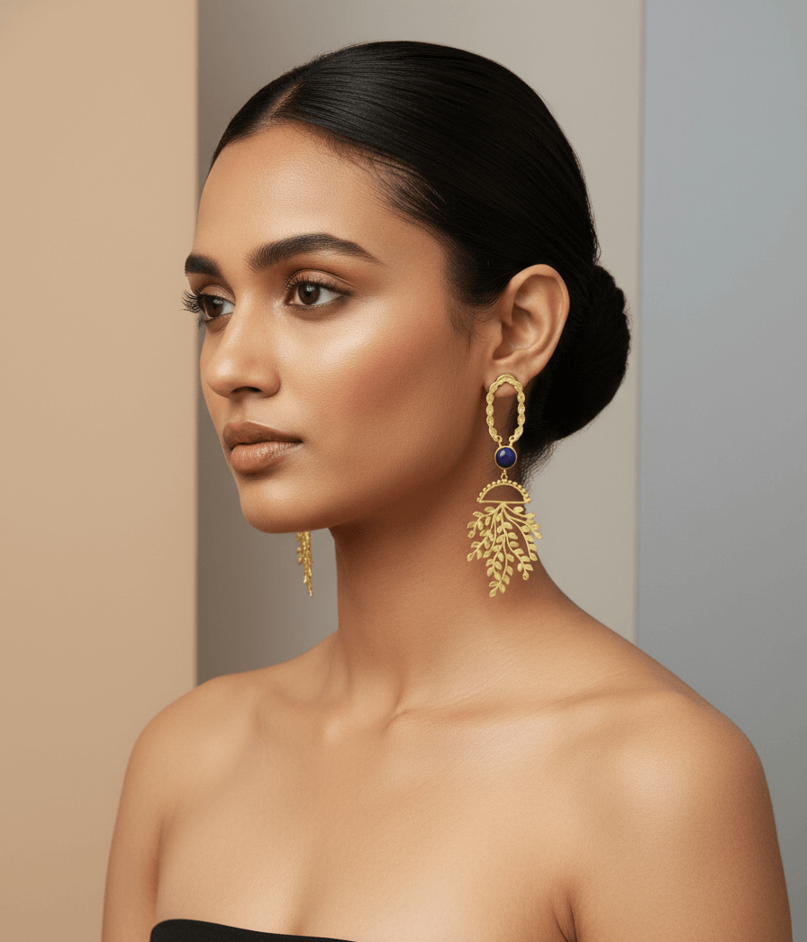 Whispers of Nature – The Tree of Life Gold Toned Stone Earrings 1 Whispers of Nature – The Tree of Life Gold Toned Stone Earrings
