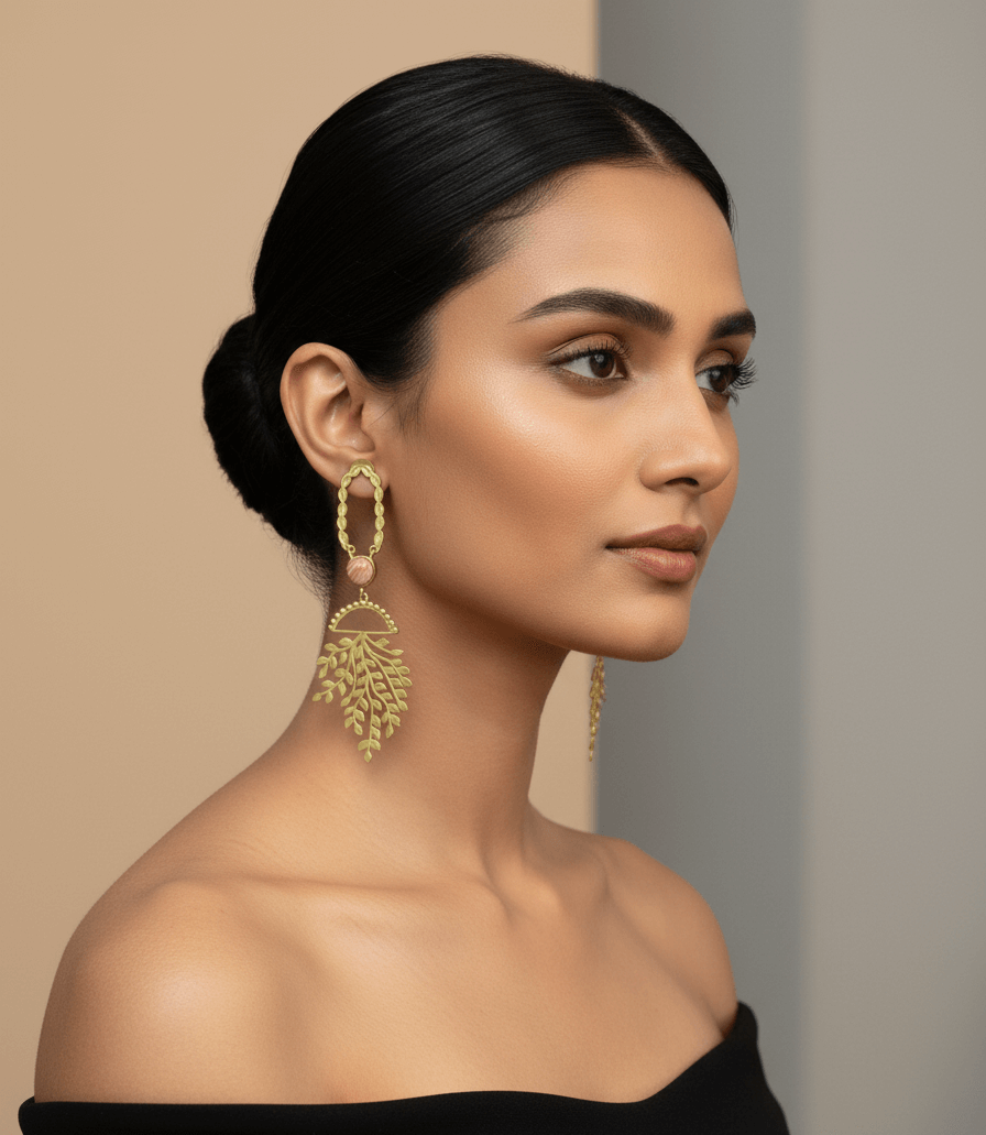 Whispers of Nature – The Tree of Life Gold Toned Stone Earrings 1 Whispers of Nature – The Tree of Life Gold Toned Stone Earrings