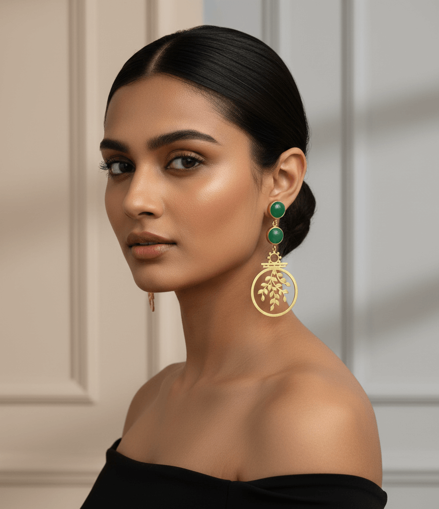 Whispers of Nature – The Tree of Life Gold Toned Stone Earrings 1 Whispers of Nature – The Tree of Life Gold Toned Stone Earrings