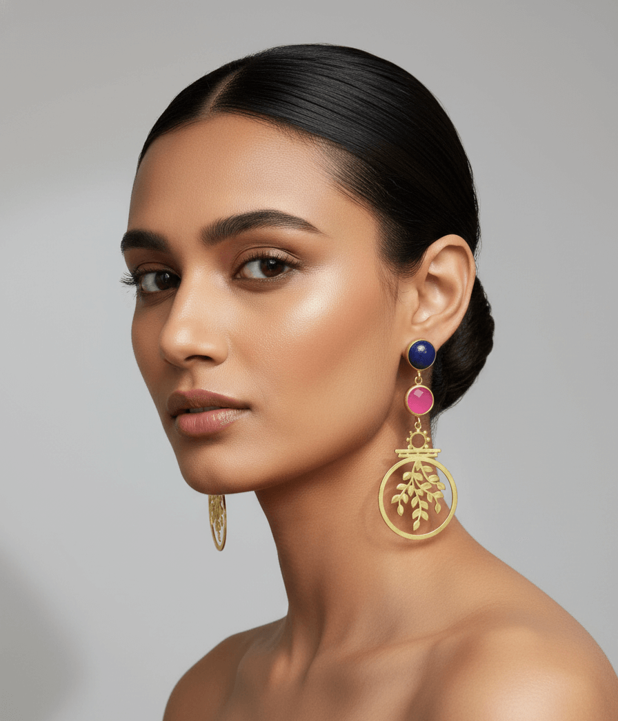 Whispers of Nature – The Tree of Life Gold Toned Stone Earrings 1 Whispers of Nature – The Tree of Life Gold Toned Stone Earrings