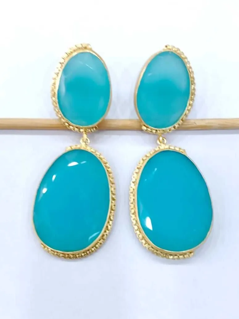 Aqua Blue Quartz Two-Tier Drop Earrings 3 Aqua Blue Quartz Two-Tier Drop Earrings - Image 3