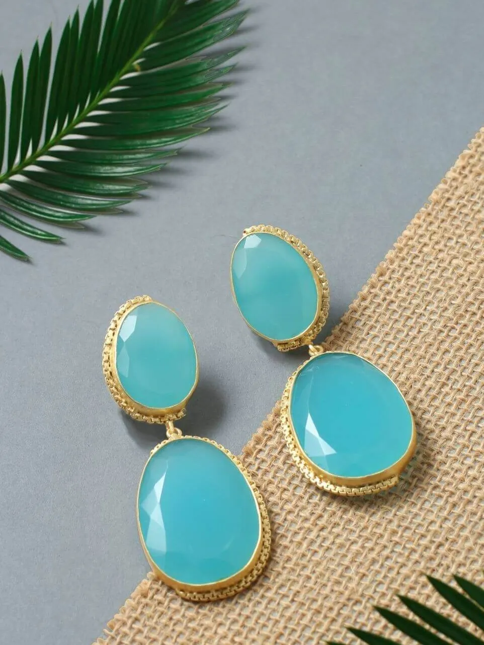 Aqua Blue Quartz Two-Tier Drop Earrings 2 Aqua Blue Quartz Two-Tier Drop Earrings - Image 2