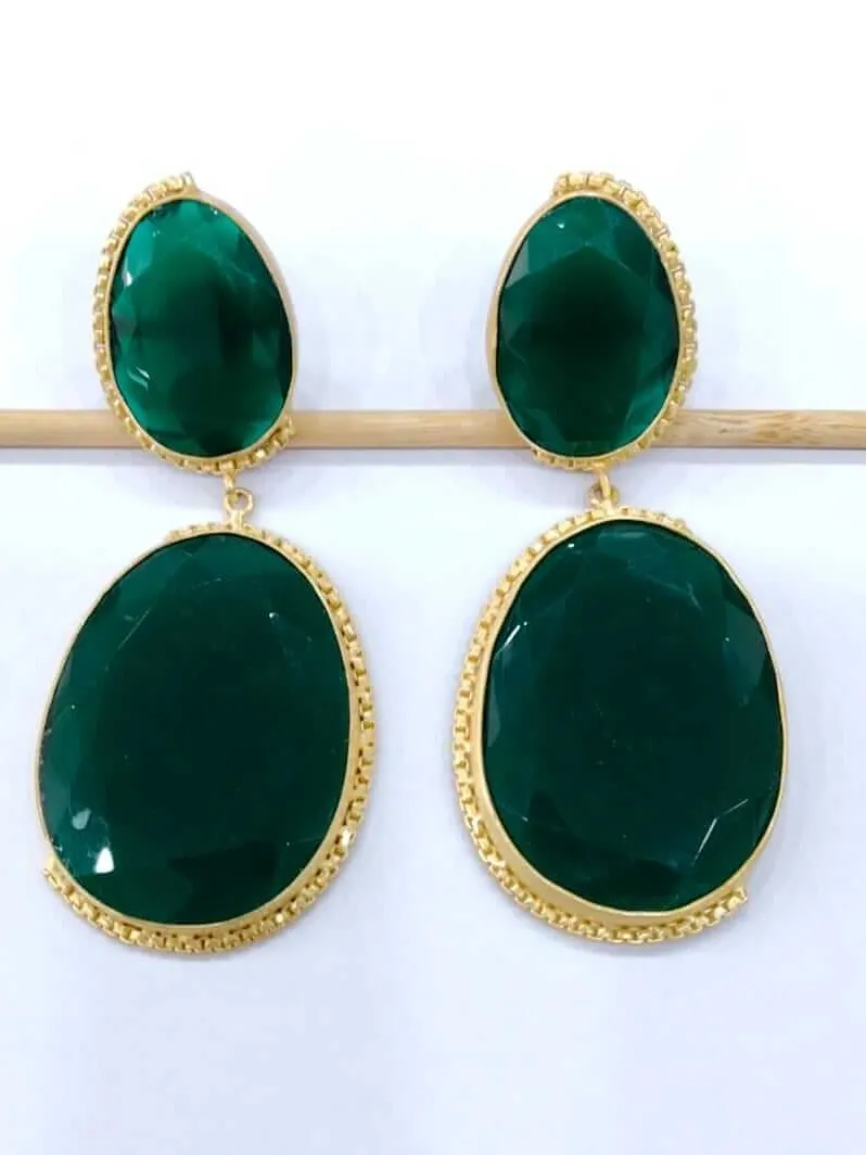 Emerald Green Quartz Two-Tier Drop Earrings 3 Emerald Green Quartz Two-Tier Drop Earrings - Image 3