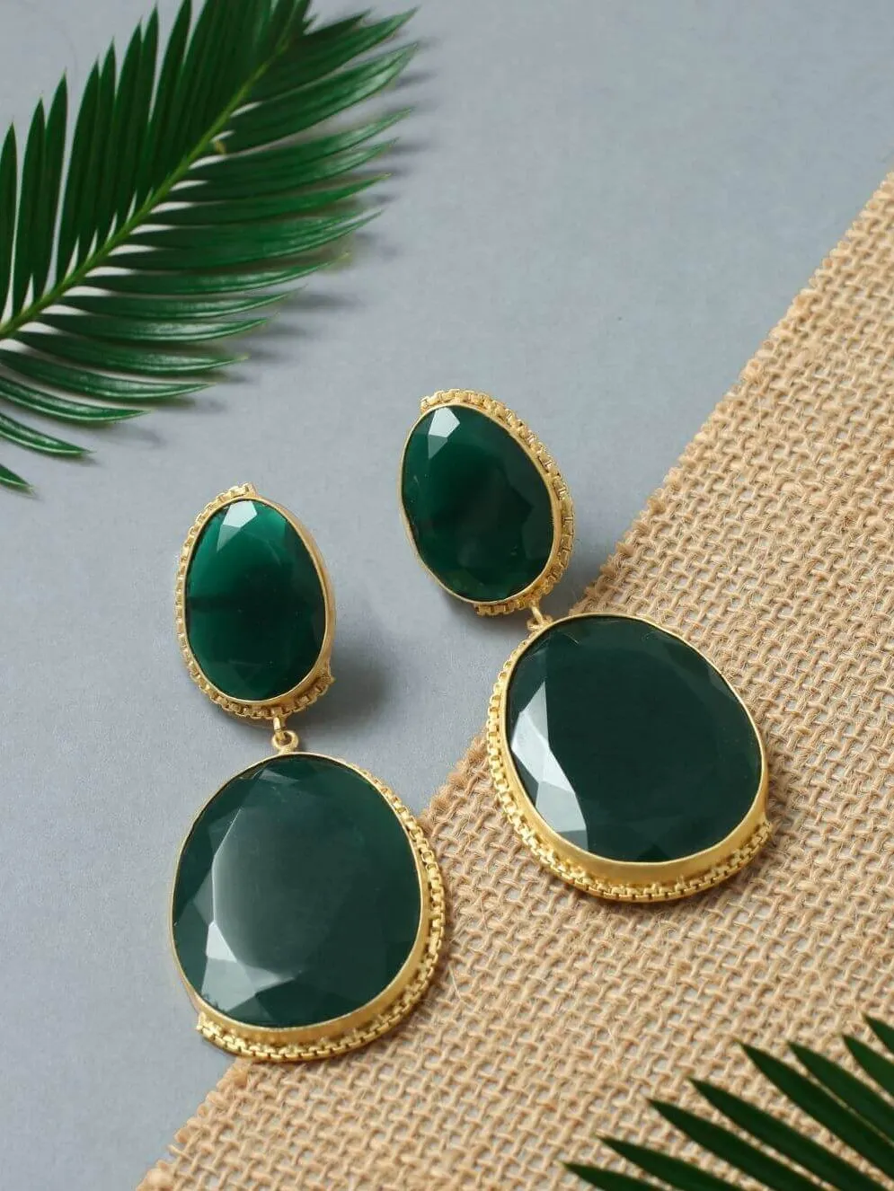Emerald Green Quartz Two-Tier Drop Earrings 2 Emerald Green Quartz Two-Tier Drop Earrings - Image 2