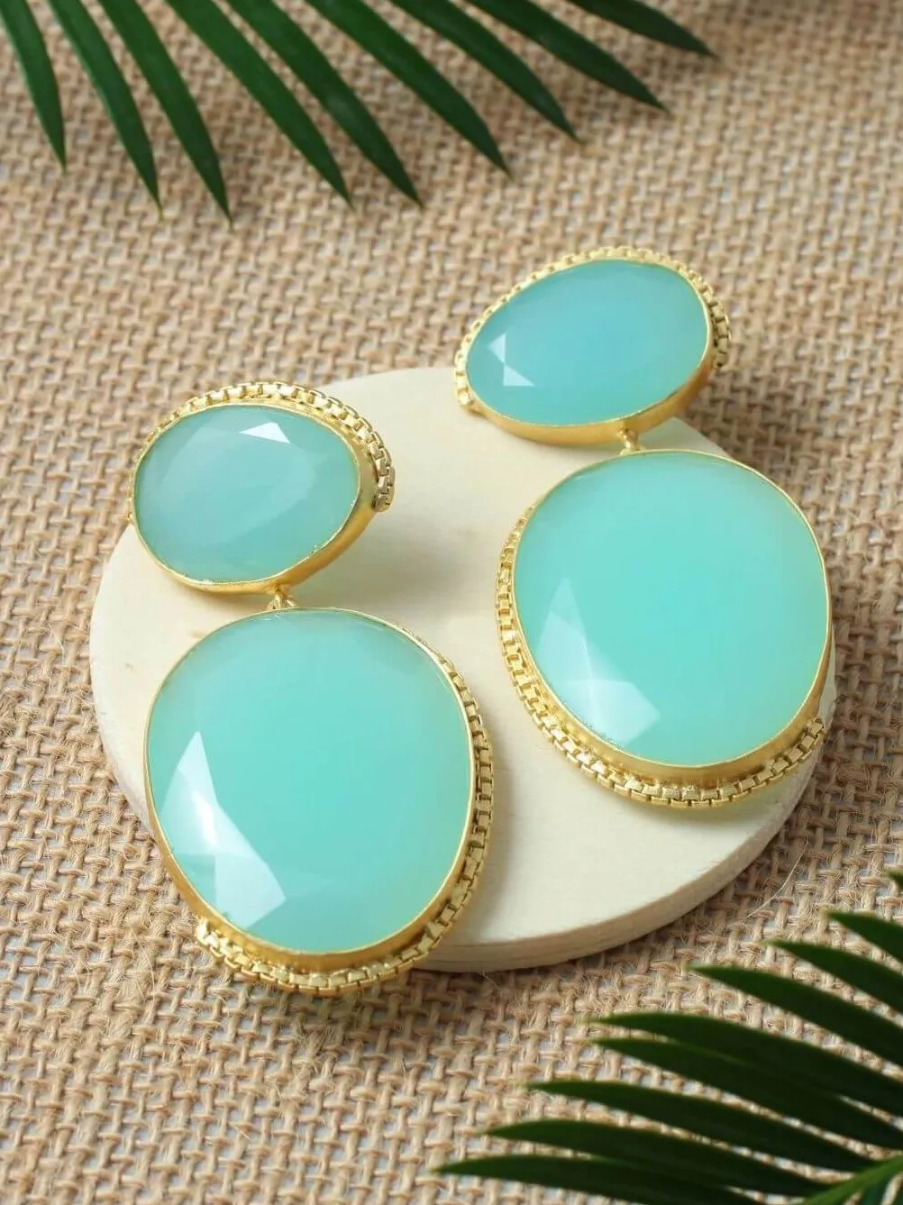 Mint Green Quartz Two-Tier Drop Earrings 2 Mint Green Quartz Two-Tier Drop Earrings - Image 2