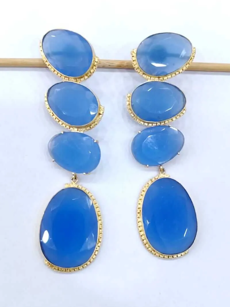 Periwinkle Blue Quartz Multi-Tier Drop Earrings 3 Periwinkle Blue Quartz Multi-Tier Drop Earrings - Image 3